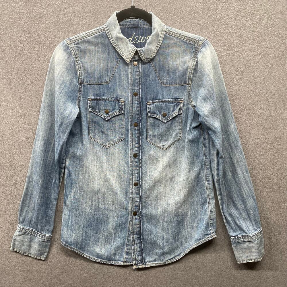 Madewell Western Button Down‎ Denim Shirt Womens XS Blue Boho Casual Staple